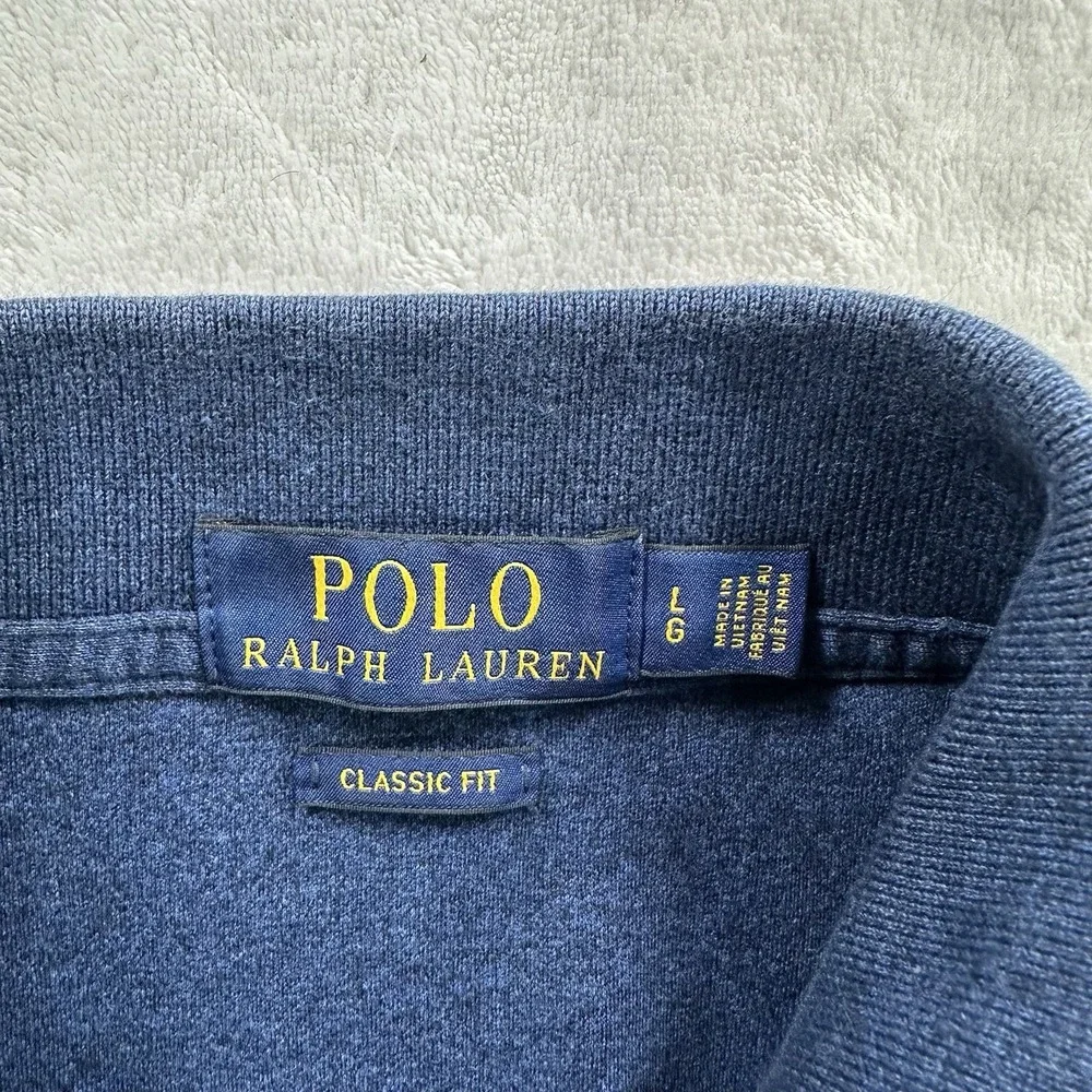 Polo Ralph Lauren Polo Shirt Men's L Blue Short Sleeve Custom Classic Fit Cotton